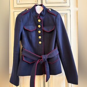 Banana Republic by Olivia Palermo Navy Blazer with Red Trim and Gold Buttons, XS